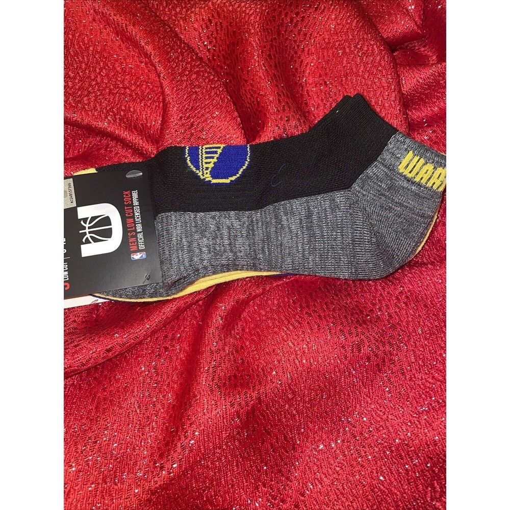 3 Pair NBA Warriors Low Cut Socks, Men's Shoe Size 6-12 Gift Basketball Multi